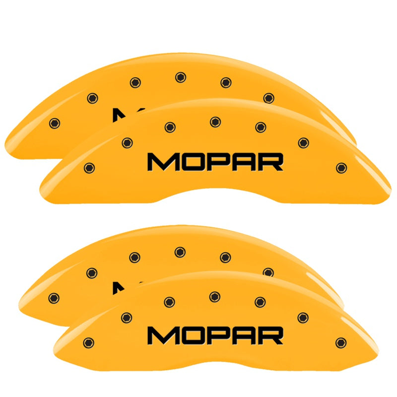 4-Caliper-Covers-Engraved-Front--Rear-Mopar-Yellow-Finish-Black-Char-2010-Dodge-Ram-2500