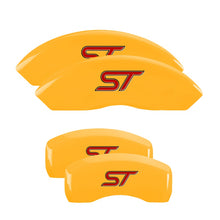Load image into Gallery viewer, 4-Caliper-Covers-Engraved-Front--Rear-No-BoltsSt-Yellow-Finish-Black-Ch