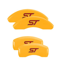 Load image into Gallery viewer, 4-Caliper-Covers-Engraved-Front--Rear-No-BoltsSt-Yellow-Finish-Black-Ch
