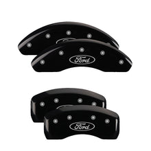 Load image into Gallery viewer, 4-Caliper-Covers-Engraved-Front--Rear-Oval-LogoFord-Black-Finish-Silver-Ch
