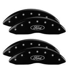 Load image into Gallery viewer, 4-Caliper-Covers-Engraved-Front--Rear-Oval-LogoFord-Black-Finish-Silver-Ch