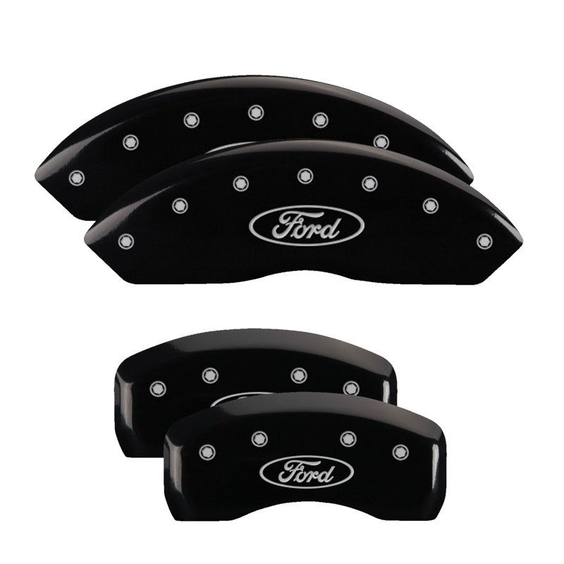 4-Caliper-Covers-Engraved-Front--Rear-Oval-LogoFord-Black-Finish-Silver-Ch