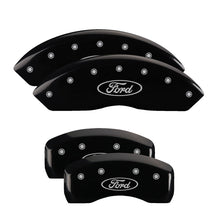 Load image into Gallery viewer, 4-Caliper-Covers-Engraved-Front--Rear-Oval-LogoFord-Black-Finish-Silver-Ch