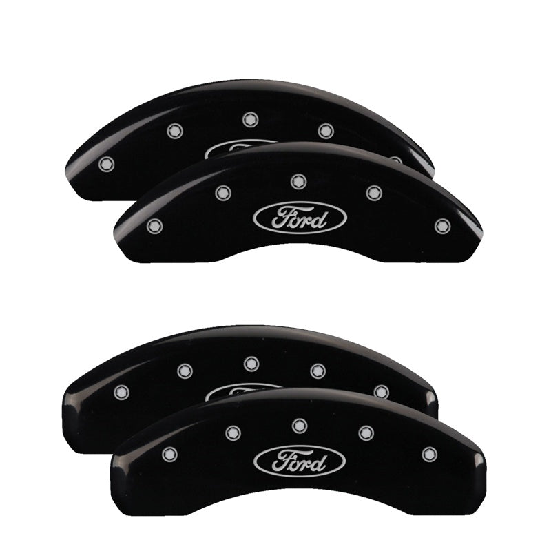 4-Caliper-Covers-Engraved-Front--Rear-Oval-LogoFord-Black-Finish-Silver-Ch