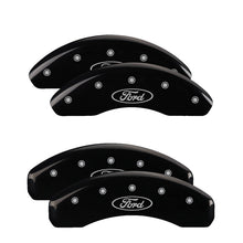 Load image into Gallery viewer, 4-Caliper-Covers-Engraved-Front--Rear-Oval-LogoFord-Black-Finish-Silver-Ch