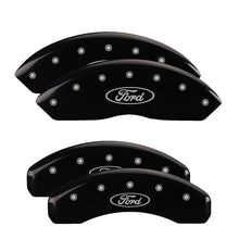Load image into Gallery viewer, 4-Caliper-Covers-Engraved-Front--Rear-Oval-LogoFord-Black-Finish-Silver-Ch