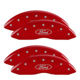 MGP 10056SFRDRD Set of 4: Red finish, Silver Ford Oval Logo