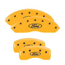 Load image into Gallery viewer, 4-Caliper-Covers-Engraved-Front--Rear-Oval-LogoFord-Yellow-Finish-Black-Ch