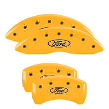 Load image into Gallery viewer, 4-Caliper-Covers-Engraved-Front--Rear-Oval-LogoFord-Yellow-Finish-Black-Ch