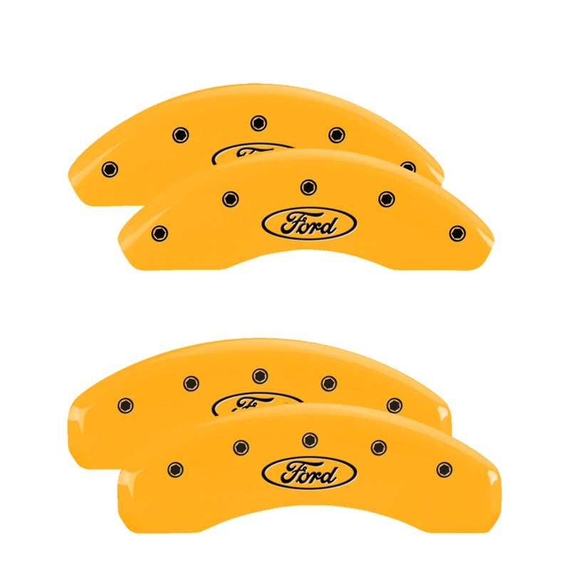 4-Caliper-Covers-Engraved-Front--Rear-Oval-LogoFord-Yellow-Finish-Black-Char-1998-Ford-Ranger