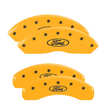 Load image into Gallery viewer, 4-Caliper-Covers-Engraved-Front--Rear-Oval-LogoFord-Yellow-Finish-Black-Char-2008-Ford-F-150