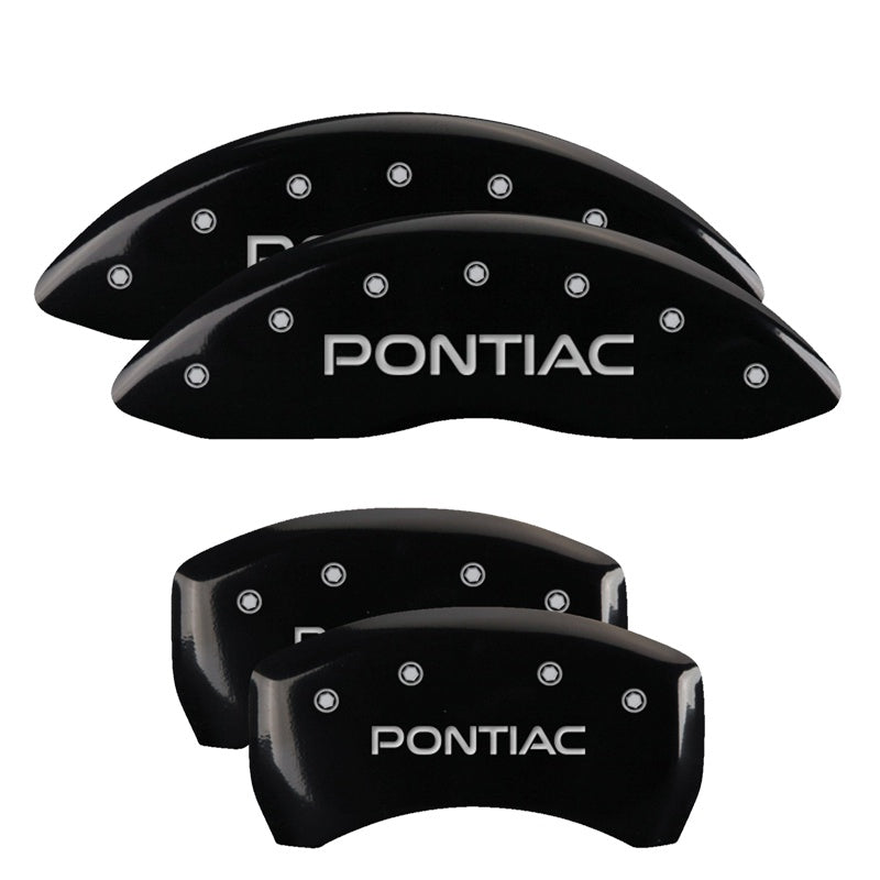 4-Caliper-Covers-Engraved-Front--Rear-Pontiac-Black-Finish-Silver-Char-2008-Pontiac-G8