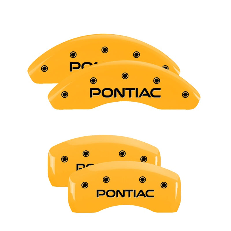 4-Caliper-Covers-Engraved-Front--Rear-Pontiac-Yellow-Finish-Black-Char-2002-Pontiac-Grand-Prix