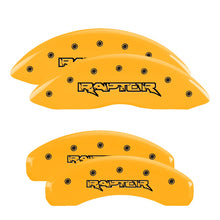 Load image into Gallery viewer, 4-Caliper-Covers-Engraved-Front--Rear-Raptor-Yellow-Finish-Black-Char-2011-Ford-F-150
