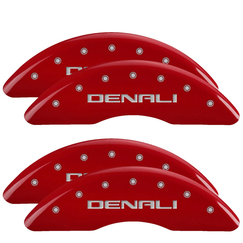 4-Caliper-Covers-Engraved-Front--Rear-Red-Finish-Silver-Characters-For-20-22-Gmc-Sierra-2500Hd