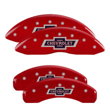 Load image into Gallery viewer, 4-Caliper-Covers-Engraved-Front--Rear-Red-Powder-Coat-Finish-Silver-Charac-100-Anniversary-Logo