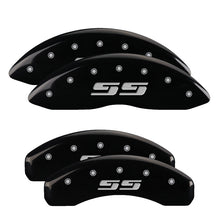 Load image into Gallery viewer, 4-Caliper-Covers-Engraved-Front--Rear-Silverado-StyleSs-Black-Finish-Silver-Ch
