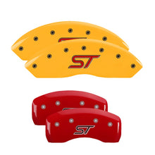 Load image into Gallery viewer, 4-Caliper-Covers-Engraved-Front--Rear-St-Logo-Red-Finish-Silver-Char-2021-Ford-Explorer