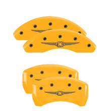 Load image into Gallery viewer, 4-Caliper-Covers-Engraved-Front--Rear-Style-1Chrysler-Wing-Yellow-Finish-Black-Ch