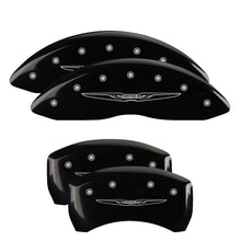 Load image into Gallery viewer, 4-Caliper-Covers-Engraved-Front--Rear-Style-2Chrysler-Wing-Black-Finish-Silver-Ch
