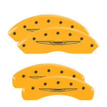 Load image into Gallery viewer, 4-Caliper-Covers-Engraved-Front--Rear-Style-2Chrysler-Wing-Yellow-Finish-Black-Ch