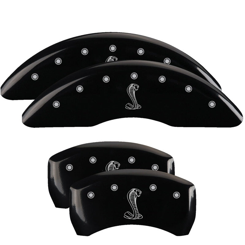 4-Caliper-Covers-Engraved-Front--Rear-Tiffany-Snake-Black-Finish-Silver-Ch
