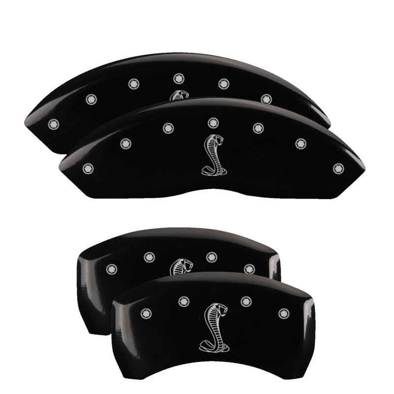 4-Caliper-Covers-Engraved-Front--Rear-Tiffany-Snake-Black-Finish-Silver-Ch