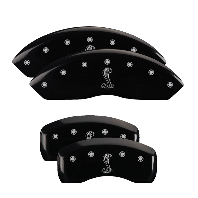 4-Caliper-Covers-Engraved-Front--Rear-Tiffany-Snake-Black-Finish-Silver-Ch