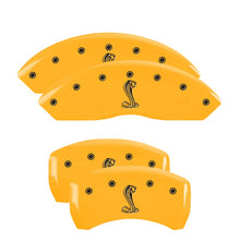 Load image into Gallery viewer, 4-Caliper-Covers-Engraved-Front--Rear-Tiffany-Snake-Yellow-Finish-Black-Char-2005-Ford-Mustang