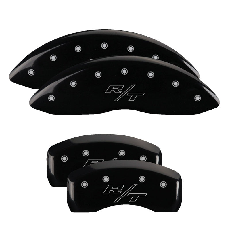 4-Caliper-Covers-Engraved-Front--Rear-Vintage-StyleRt-Black-Finish-Silver-Ch