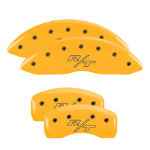 Load image into Gallery viewer, 4-Caliper-Covers-Engraved-Front--Rear-Vintage-StyleRt-Yellow-Finish-Black-Ch