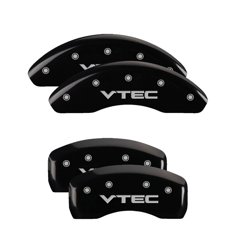 4-Caliper-Covers-Engraved-Front--Rear-Vtech-Black-Finish-Silver-Ch