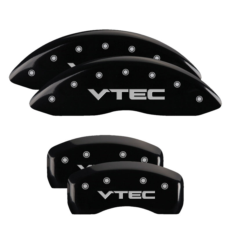 4-Caliper-Covers-Engraved-Front--Rear-Vtech-Black-Finish-Silver-Ch