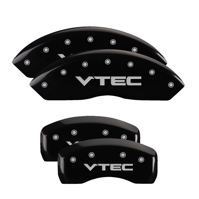 4-Caliper-Covers-Engraved-Front--Rear-Vtech-Black-Finish-Silver-Ch