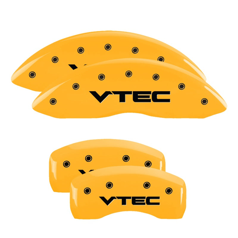 4-Caliper-Covers-Engraved-Front--Rear-Vtech-Yellow-Finish-Black-Char-2009-Honda-Ridgeline