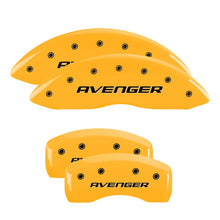 Load image into Gallery viewer, 4-Caliper-Covers-Engraved-Front--Rear-With-Out-StripesAvenger-Yellow-Finish-Black-Ch