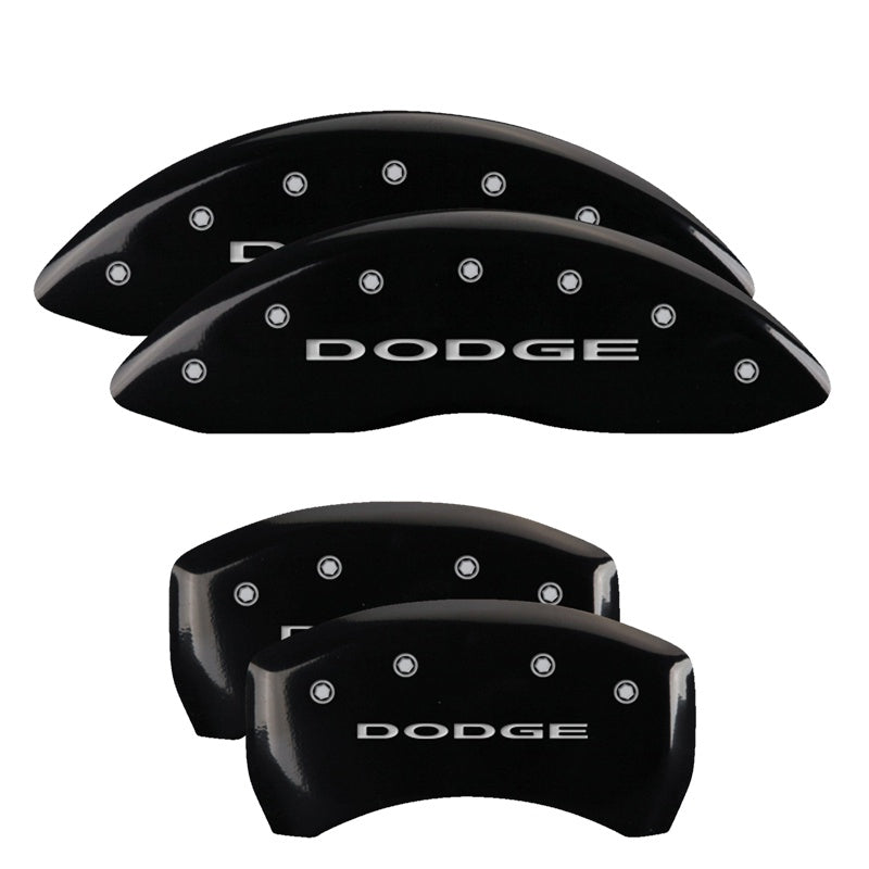 4-Caliper-Covers-Engraved-Front--Rear-With-Out-StripesDodge-Black-Finish-Silver-Ch