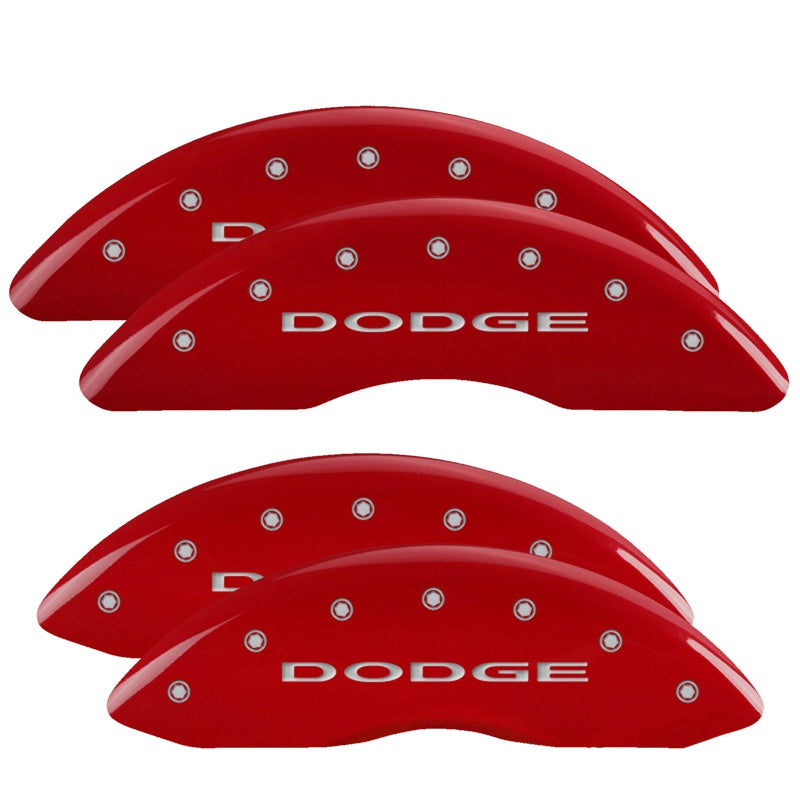 4-Caliper-Covers-Engraved-Front--Rear-With-Out-StripesDodge-Red-Finish-Silver-Ch