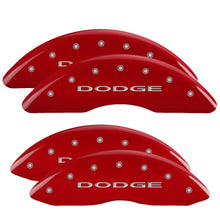 Load image into Gallery viewer, 4-Caliper-Covers-Engraved-Front--Rear-With-Out-StripesDodge-Red-Finish-Silver-Ch