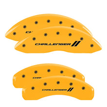Load image into Gallery viewer, 4-Caliper-Covers-Engraved-Front--Rear-With-StripesChallenger-Yellow-Finish-Black-Ch