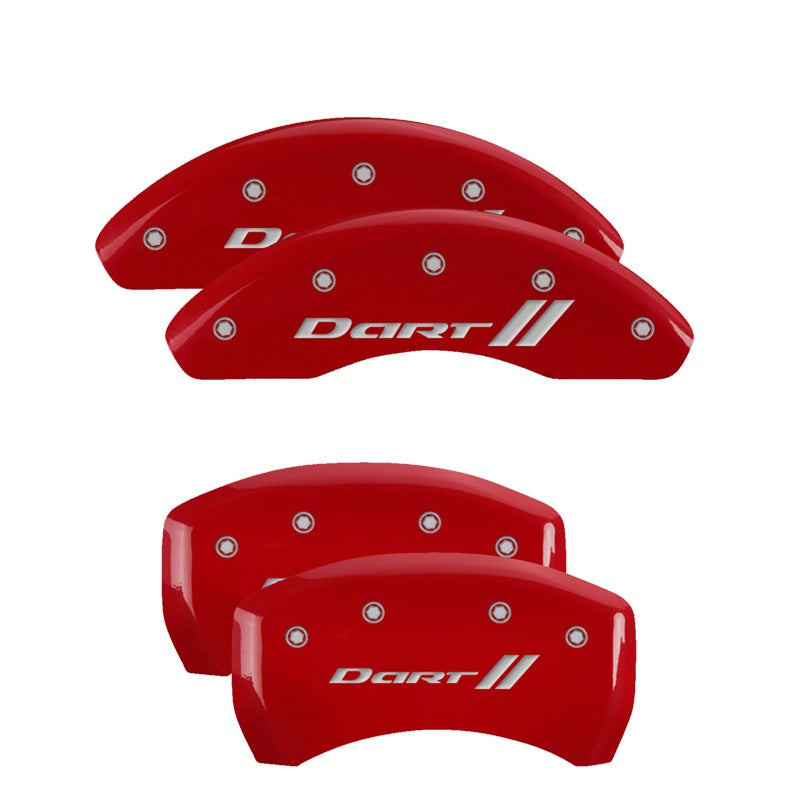 4-Caliper-Covers-Engraved-Front--Rear-With-StripesDart-Red-Finish-Silver-Ch