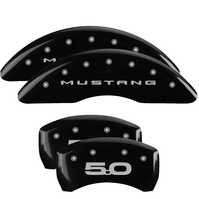 4-Caliper-Covers-Engraved-Front-2015Mustang-Engraved-Rear-201550-Black-Finish-Silver-Ch