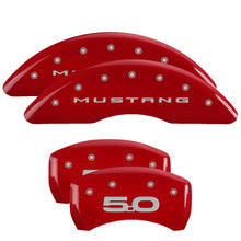 Load image into Gallery viewer, 4-Caliper-Covers-Engraved-Front-2015Mustang-Engraved-Rear-201550-Red-Finish-Silver-Ch