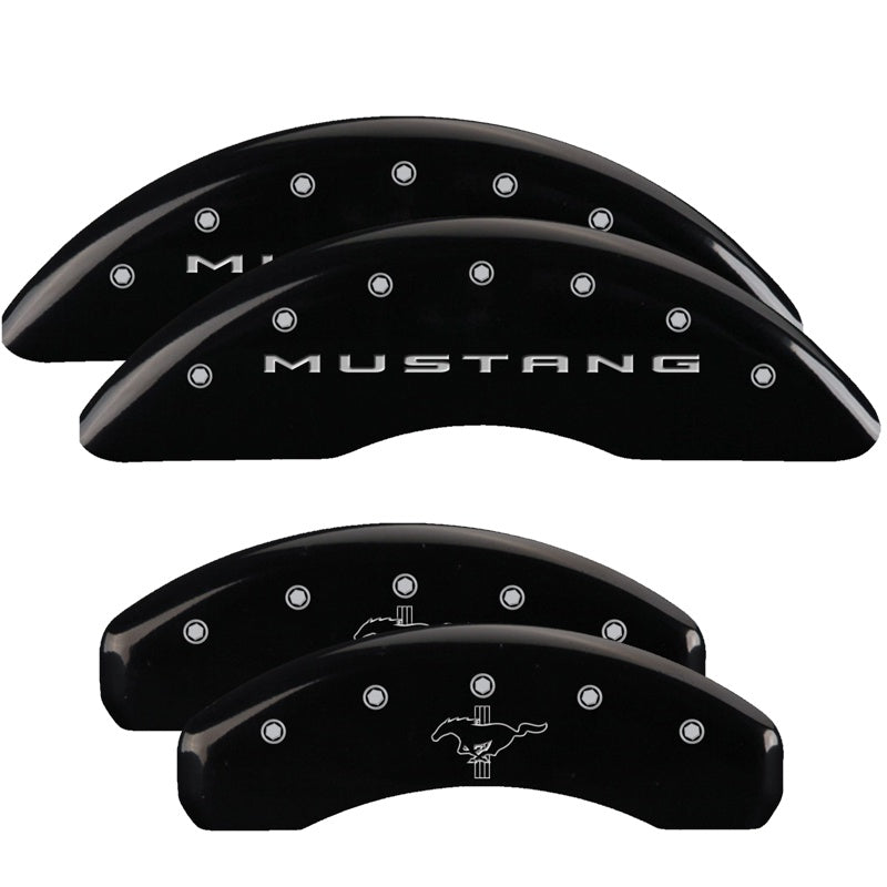 4-Caliper-Covers-Engraved-Front-2015Mustang-Engraved-Rear-2015Bar--Pony-Black-Fnsh-Silver-Ch