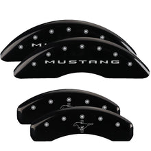 Load image into Gallery viewer, 4-Caliper-Covers-Engraved-Front-2015Mustang-Engraved-Rear-2015Bar--Pony-Black-Fnsh-Silver-Ch