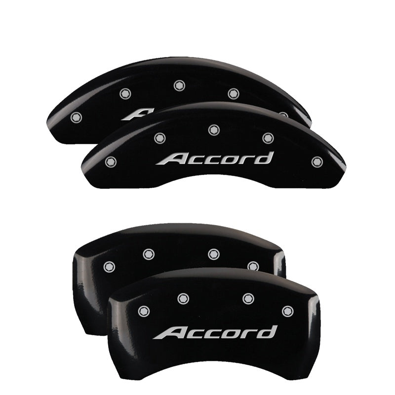 4-Caliper-Covers-Engraved-Front-Accord-Rear-Accord-Black-Finish-Silver-Char-2018-Honda-Accord
