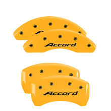 Load image into Gallery viewer, 4-Caliper-Covers-Engraved-Front-Accord-Rear-Accord-Yellow-Finish-Black-Char-2018-Honda-Accord