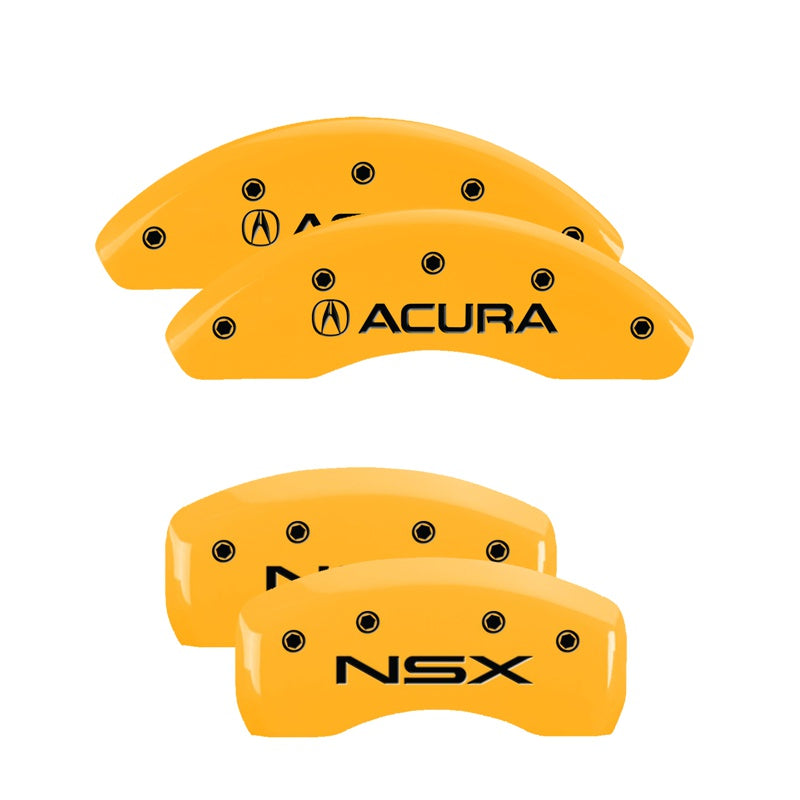4-Caliper-Covers-Engraved-Front-Acura-Rear-Nsx-Yellow-Finish-Black-Char-2005-Acura-Nsx