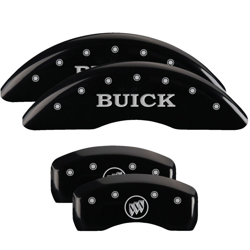 4-Caliper-Covers-Engraved-Front-Buick-Engraved-Rear-Buick-Shield-Black-Finish-Silver-Ch