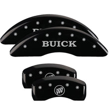 Load image into Gallery viewer, 4-Caliper-Covers-Engraved-Front-Buick-Engraved-Rear-Buick-Shield-Black-Finish-Silver-Ch
